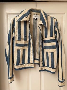 Current/Elliott Blue and Cream Striped Jacket